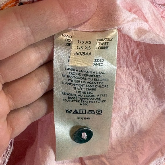 Anthropologie Maeve Flounced Button Up Mini Dress Pink Orange Combo Sz XS - Picture 8 of 9